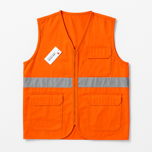 CHALECO DRILL SIN CUELLO CON CINTA REFLECTIVA 3M CON LOGO EN PECHO Y ESPALDA